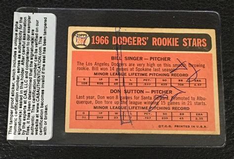 Hof Don Sutton Topps Rookie Signed Autographed Card Cas