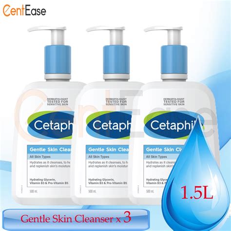 Cetaphil Gentle Skin Cleanser 500ml X 3 Face And Body For All Skin