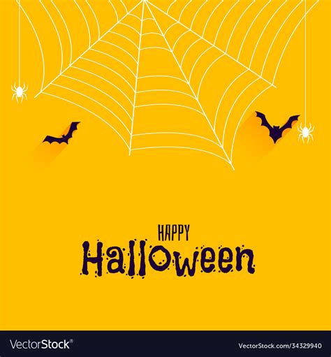 Bats And Spider On Happy Halloween Banner Vector Image