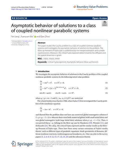 Pdf Asymptotic Behavior Of Solutions To A Class Of Coupled Nonlinear