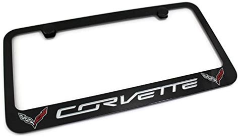 C Z Corvette Stingray Black Metal License Plate Frame Rotary