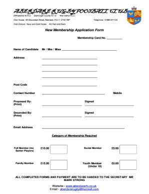 Fillable Online New Membership Application Form Pitchero Fax Email