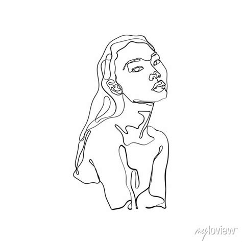 Nude Woman Face Abstract Silhouette Continuous Line Drawing Wall