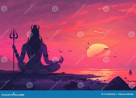 Divine Meditation: Illustration of Lord Shiva in Tranquil Contemplation ...