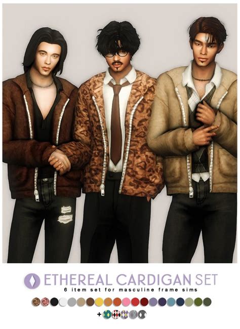 Ethereal Cardigan Set Redux Nucrests On Patreon Sims Men Clothing