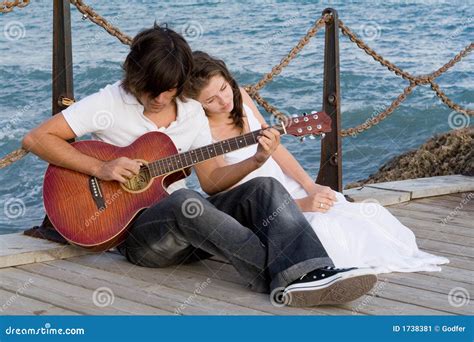 Romantic Couple With Guitar Stock Image Image 1738381