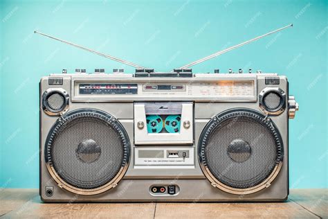 Premium Photo Retro Outdated Portable Stereo Boombox Radio Receiver With Cassette Recorder