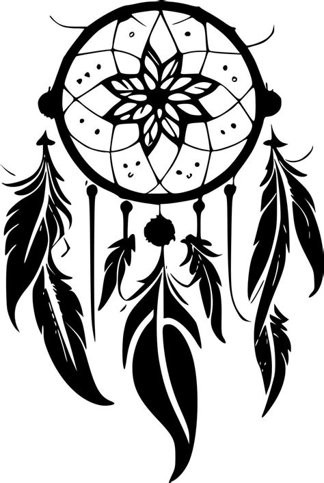 Dreamcatcher Black And White Isolated Icon Vector Illustration