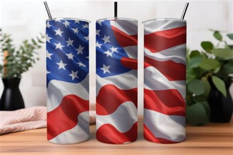 3D Patriotic American Flag Tumbler Wrap Graphic By Vertex Creative