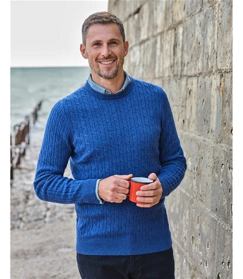 Bright Blue Cashmere Merino Cashmere Merino Cable Jumper