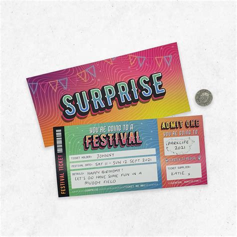 Scratch Reveal Festival Ticket Diy Surprise T Card Etsy