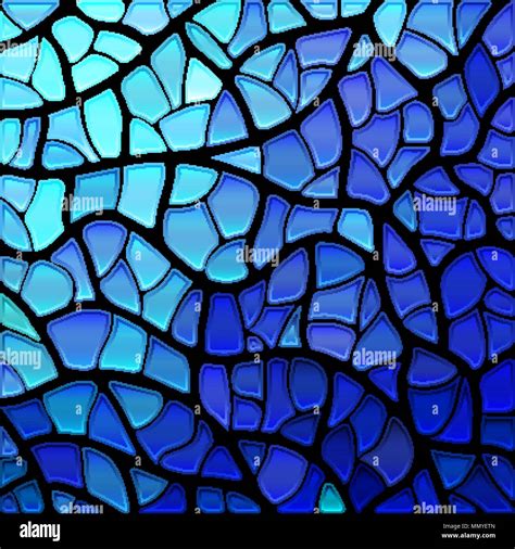 Abstract Vector Stained Glass Mosaic Background Bright And Light Blue