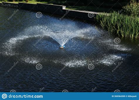 Fountain in Landscape Design in the Park Lake Stock Image - Image of fountain, lake: 269364395