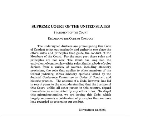 Read The Supreme Courts New Code Of Conduct