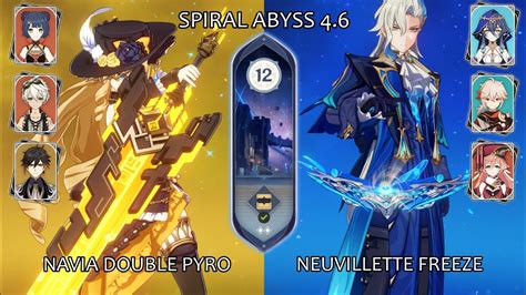 C0 Navia Double Pyro C0 Neuvillette Freeze Spiral Abyss 4 6 Floor