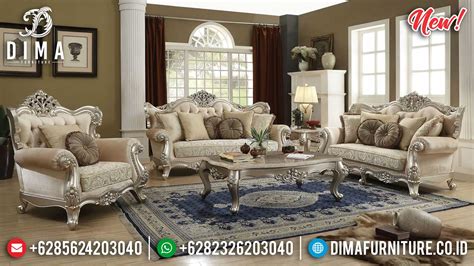 Set Sofa Tamu Mewah Luxury Design Best Silver Glossy Color Furniture