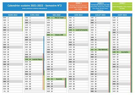 Calendrier Scolaire 2021 2022 Dates Des Vacances Scolaires 2021 2022