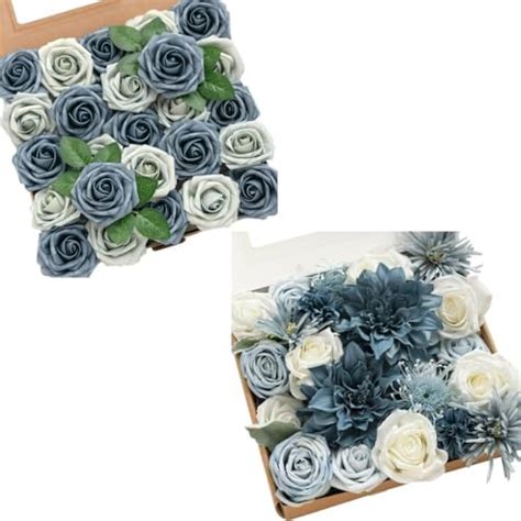 Amazon Ling S Moment Artificial Flowers Dusty Blue Dahlia Flowers