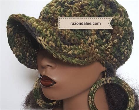 Chunky Crochet Baseball Cap Razonda Lee Razondalee Camouflage Army