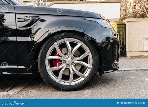 Steel Rims Wheel of Black Luxury Land Rover Range Rover Sport Editorial ...