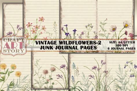 Vintage Wildflowers Junk Journal Pages Graphic By Craftartstory