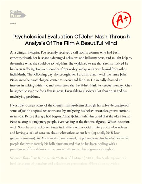 A Beautiful Mind Synopsis Psychology A Beautiful Mind Summary By