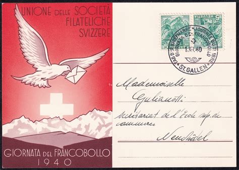 Schweiz Tag Der Briefmarke Karte Italienisch Mit Stempel St