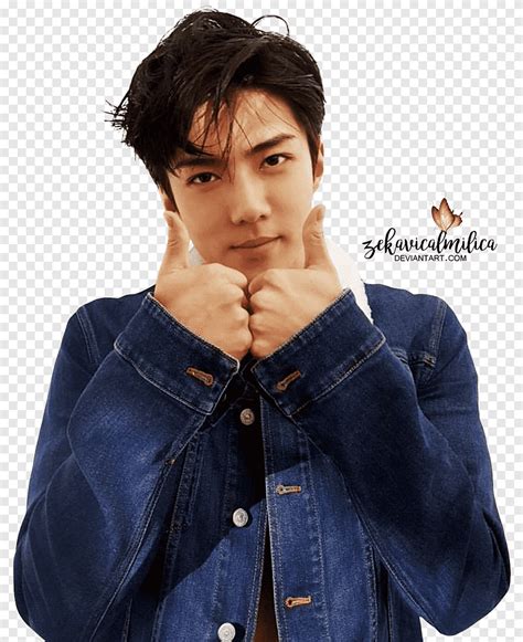 EXO Sehun LEON Man In Blue Denim Button Up Jacket Png PNGEgg