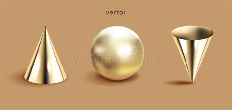 Goldener Kegel D Geometrische Form Brauner Hintergrund Glossy Metal