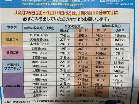 【大阪市平野区】令和4年度 年末年始のゴミ収集日程について、収集スケジュール、収集のお休みや収集時間の変更等が発表されています。 号外