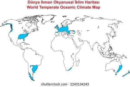 World Temperate Oceanic Climate Map Stock Vector (Royalty Free ...