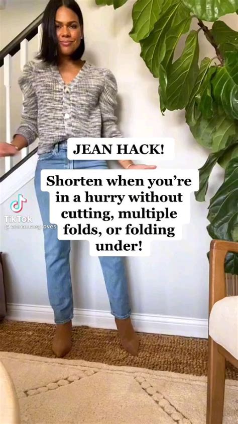 How To Shorten Jeans in a Hurry (without folding them) | No Sew Clothing Hack | Jeans Repair ...