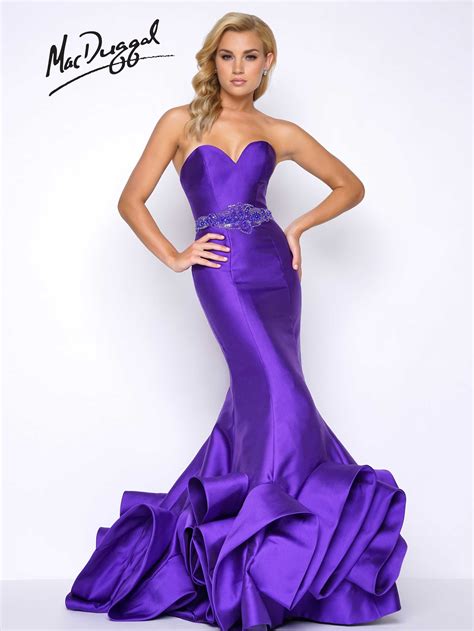 Royal Purple Strapless Sweetheart Neckline Satin Ruffled Mermaid Prom Dress With Beaded Belt