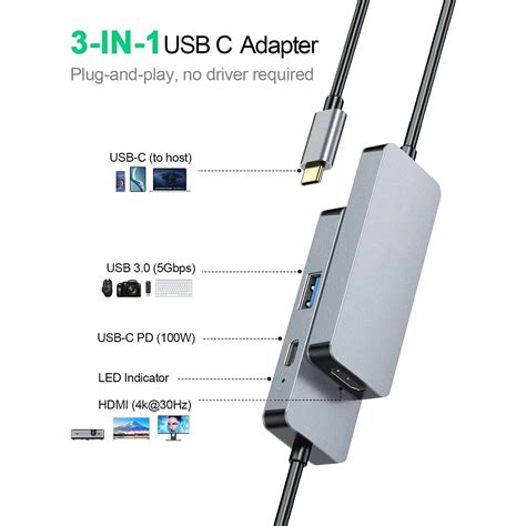 USB C HDMI Oklu Ba Lant Noktas Adapt R Tip C Hub Thunderbolt 3 K USB