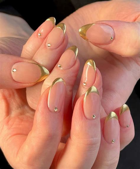 Gold Tip Nails Gold Nail Art French Tip Nails Pretty Acrylic Nails