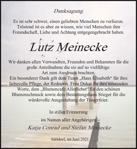 Traueranzeigen Von Lutz Meinecke Abschied Nehmen De