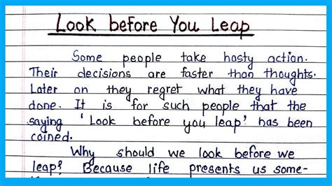 Look Before You Leap Expansion Of Idea Look Before You Leap Expand