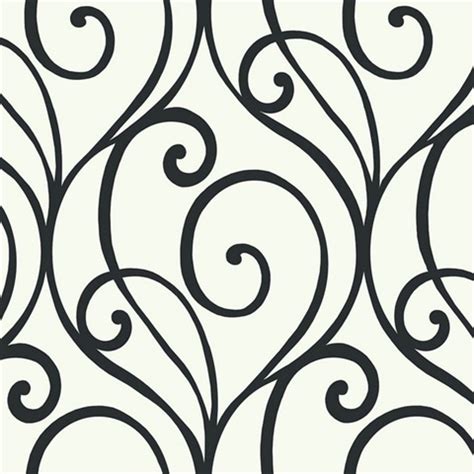 White & Black Commercial Modern Scroll Wallpaper | Black Modern Scroll 54 " Wallcovering