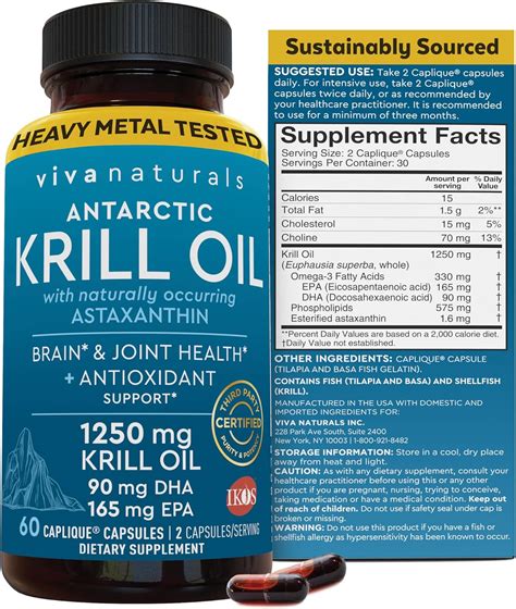 Amazon Krill Oil Omega 3 Supplement Antarctic Krill Oil 1250 Mg