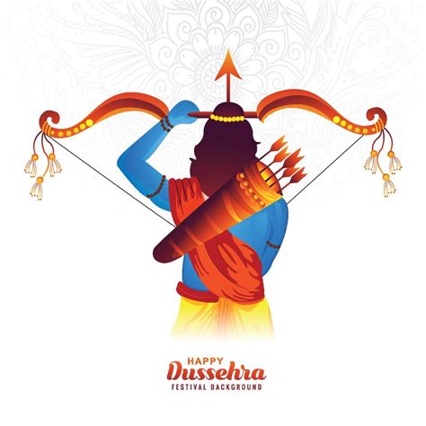 Beautiful Bow And Arrow Of Rama In Happy Dussehra Card Holiday