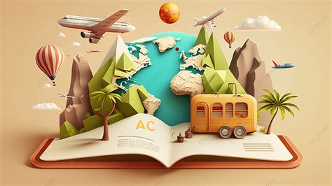 Viajar Por Todo El Mundo Fondo 3d En Miniatura Viajes Globales