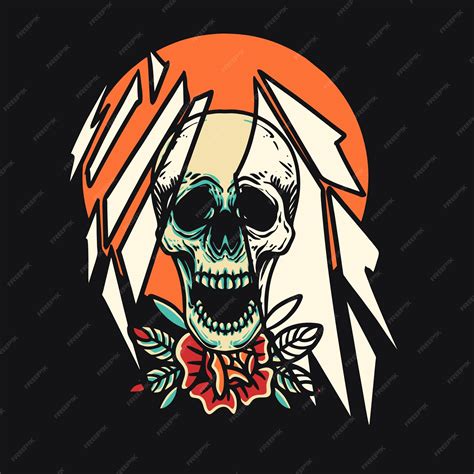 Premium Vector Skull And Broken Glass Retro Vector Illustration