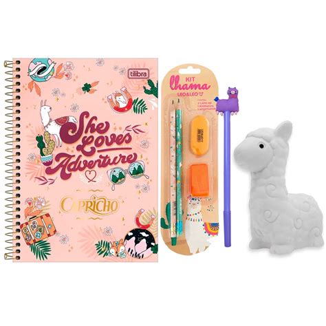 Kit Presente Papelaria Criativa Caderno Lápis e Caneta Combo Surpresa