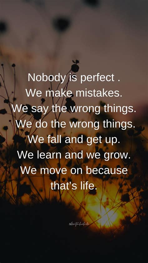 Nobody Is Perfect We Make Mistakes We Learn And We Grow We Move On