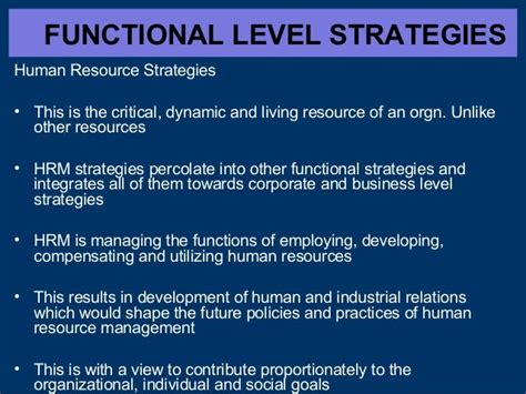 Functional Level Strategies