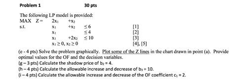 Solved Problem 1 30 Pts The Following Lp Model Is Provided