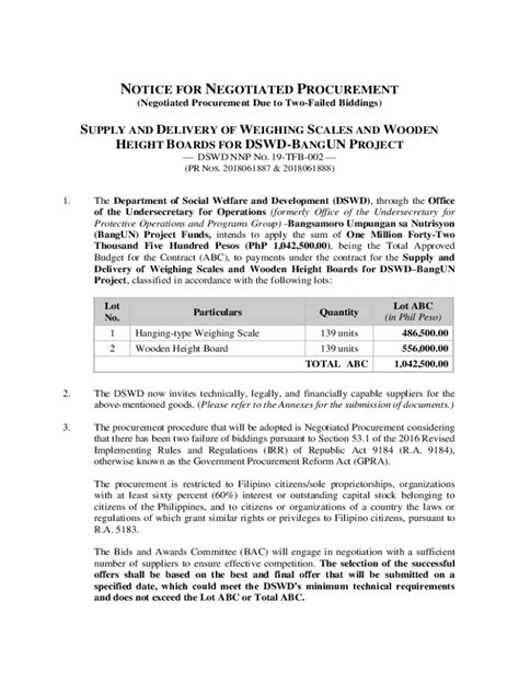 Fillable Online Notice For Negotiated Procurement Fax Email Print