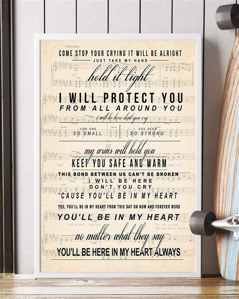 Amazon.com: You'll Be in My Heart Lyrics Portrait Poster Print (16" x ...