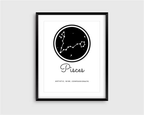 Pisces Constellation Zodiac Sign Print Astrological Wall Art Etsy