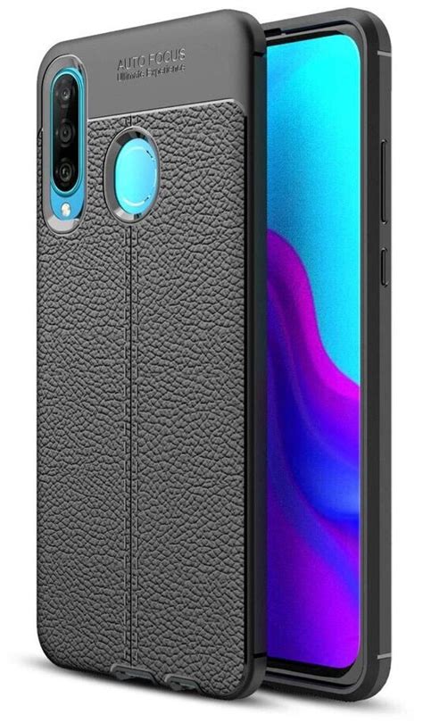 Cadorabo TPU Cover Kunstleder Struktur Huawei P30 Lite Schwarz Ab 7